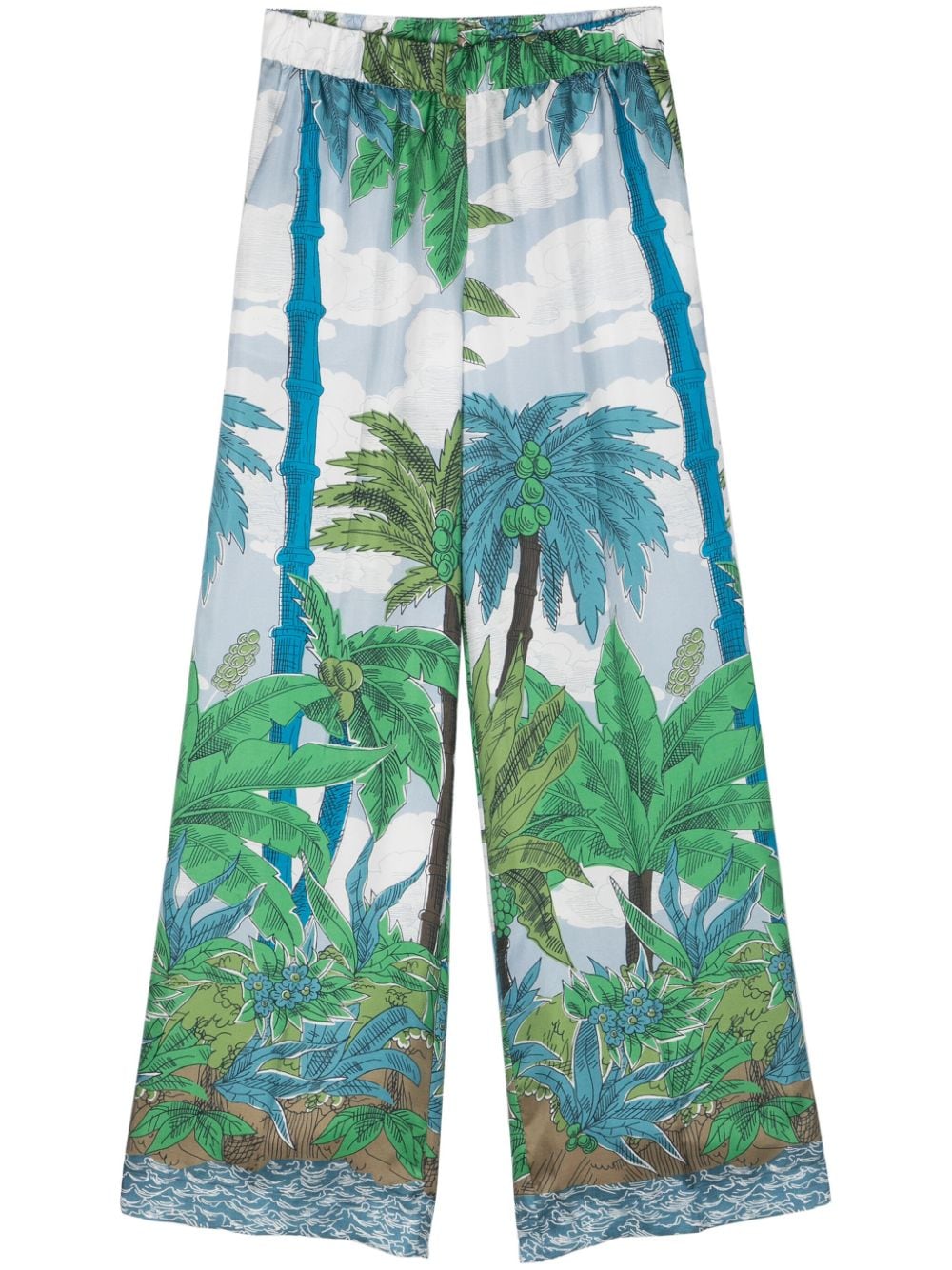 P.a.r.o.s.h Graphic-print Silk Trousers In Green