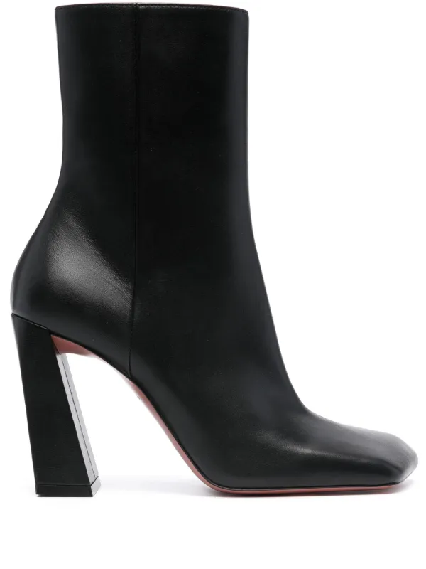 Amina Muaddi Marine 100mm Leather Ankle Boots in Black