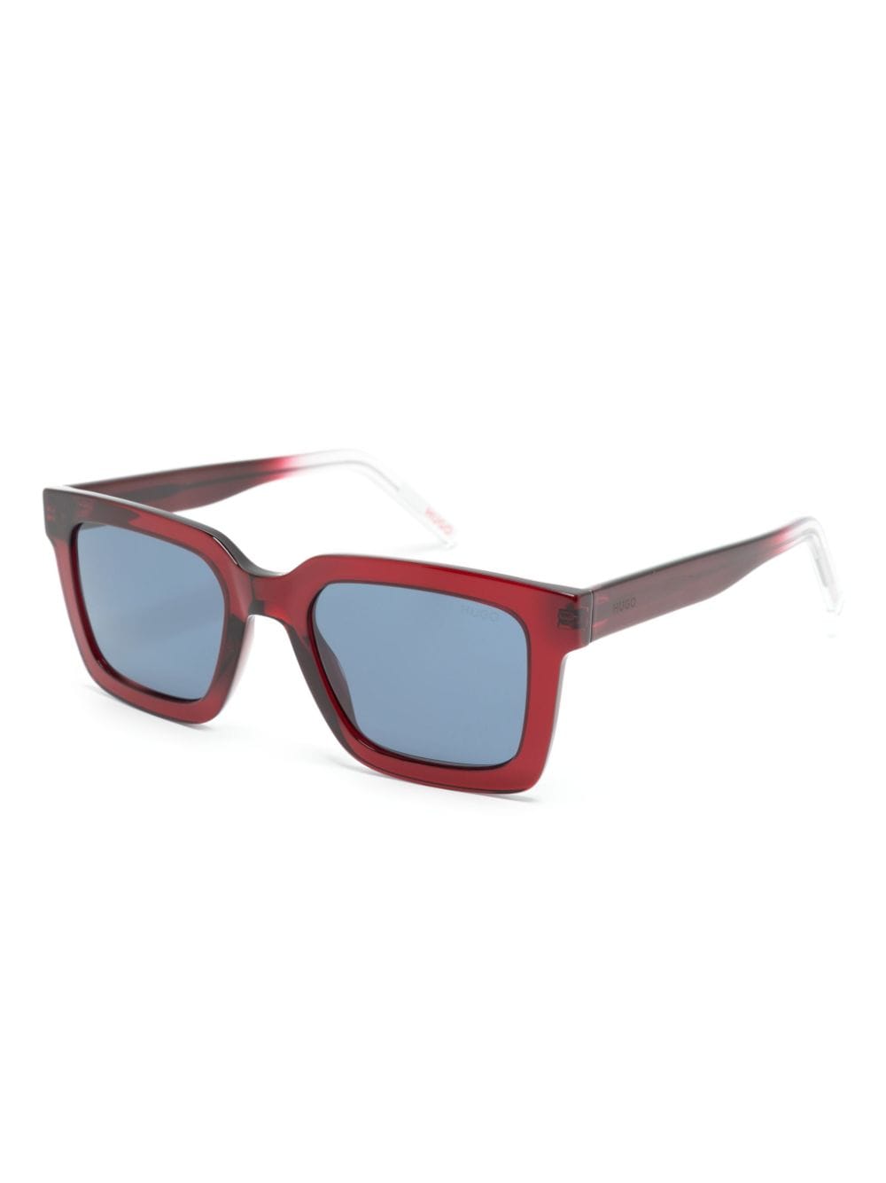 Shop Hugo Logo-print Square-frame Sunglasses In Red