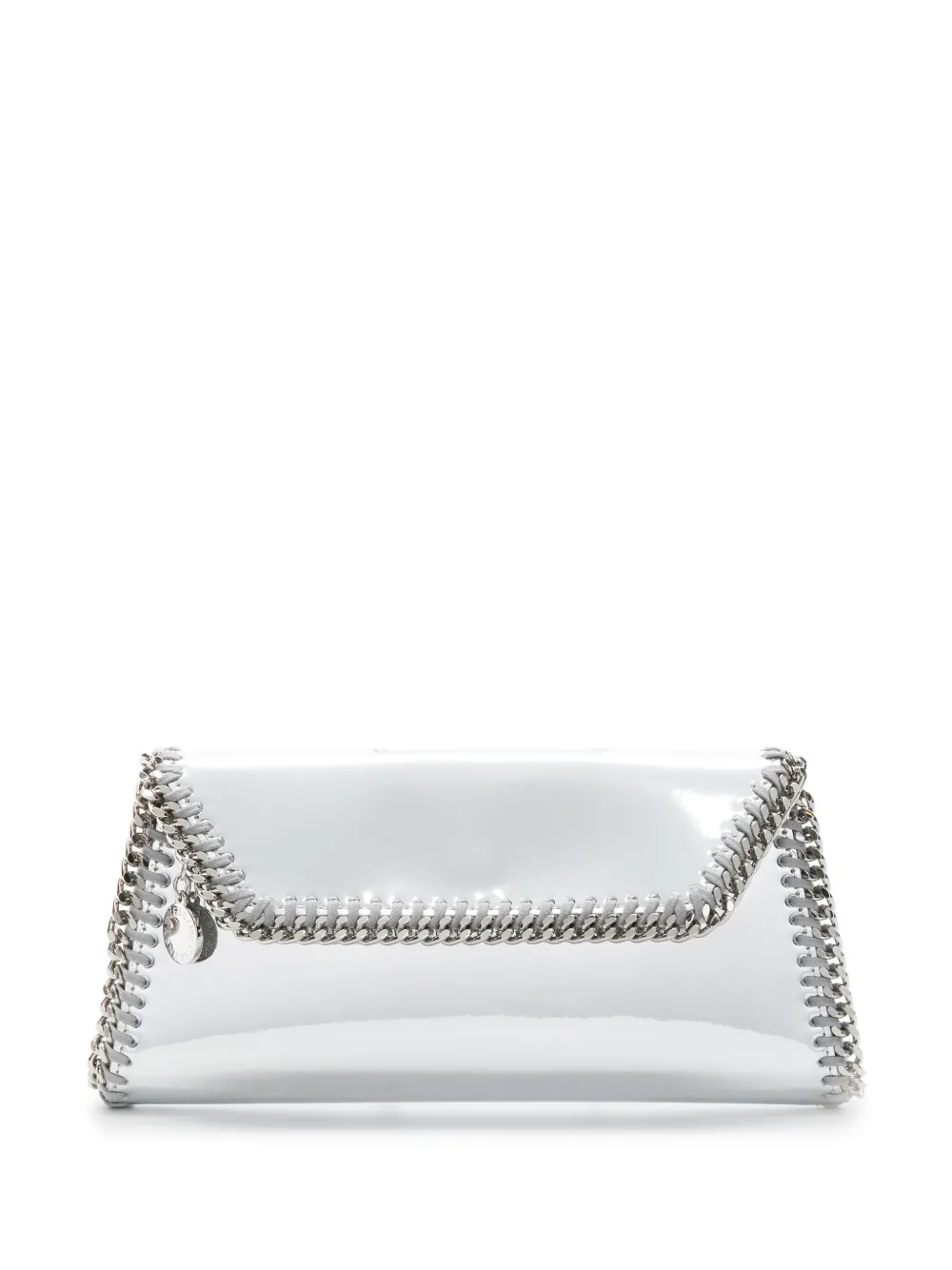 Stella Mccartney Falabella Chain-trim Clutch Bag In Silver