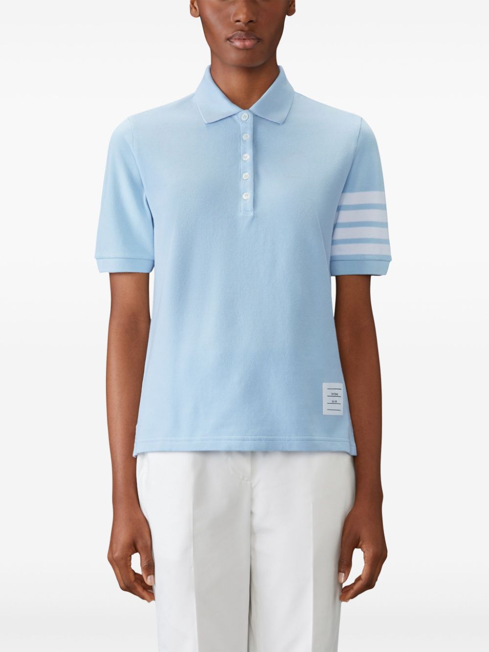 Thom Browne 4-Bar piqué-weave polo shirt - Blauw