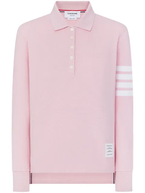 Thom Browne three-stripe long-sleeved polo shirt