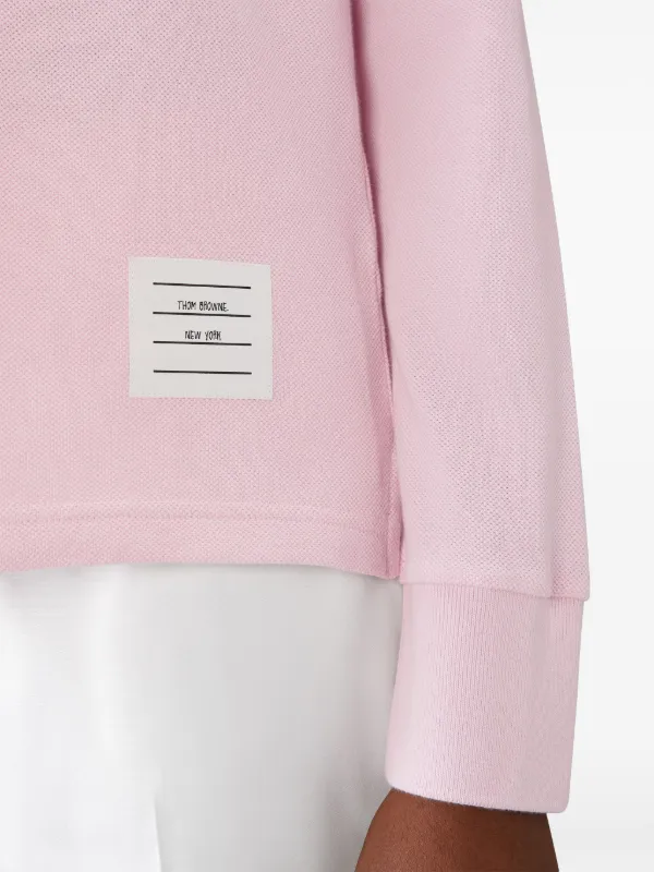 Thom Browne three-stripe long-sleeved Polo Shirt | Pink | FARFETCH