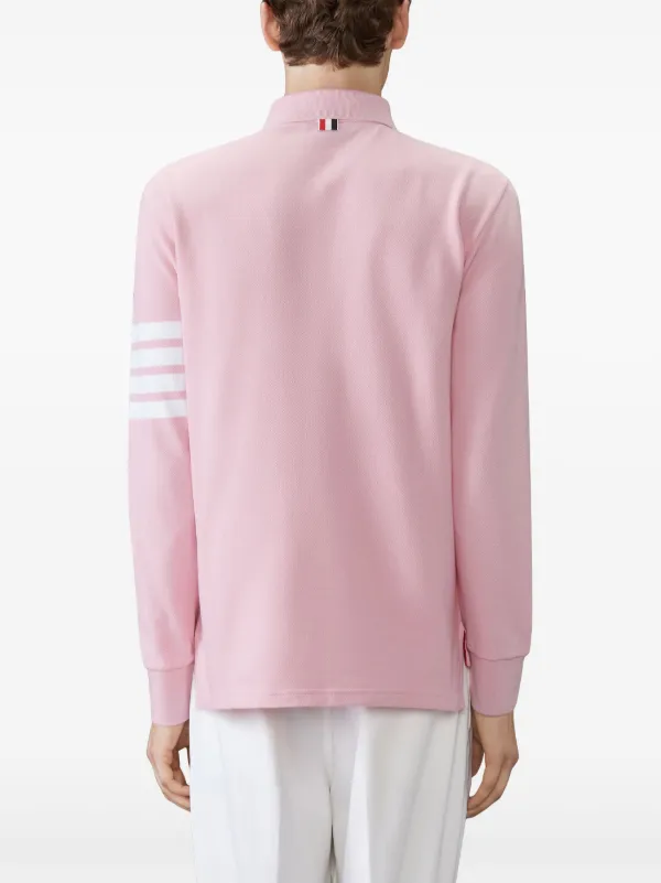 Thom Browne three-stripe long-sleeved Polo Shirt | Pink | FARFETCH