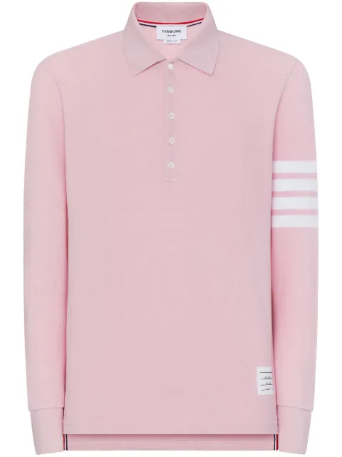 Thom Browne three-stripe long-sleeved polo shirt