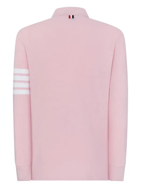 Thom Browne three-stripe long-sleeved Polo Shirt | Pink | FARFETCH