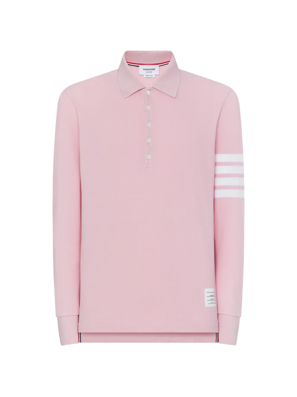 Thom Browne three-stripe long-sleeved polo shirt