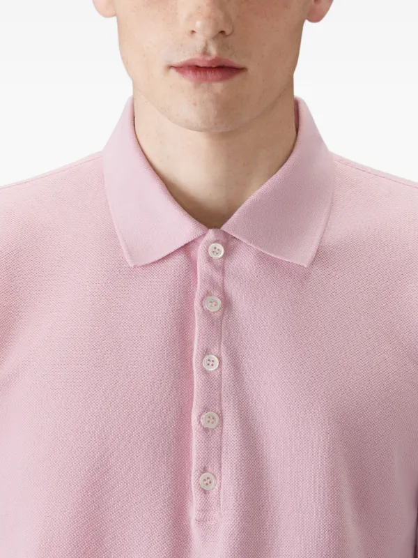 Thom Browne Cotton Pique 4-Bar Long Sleeve Polo | Pink | FARFETCH