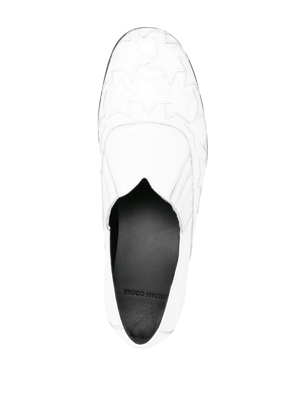 Shop Stefan Cooke Star-patch Leather Loafers In White