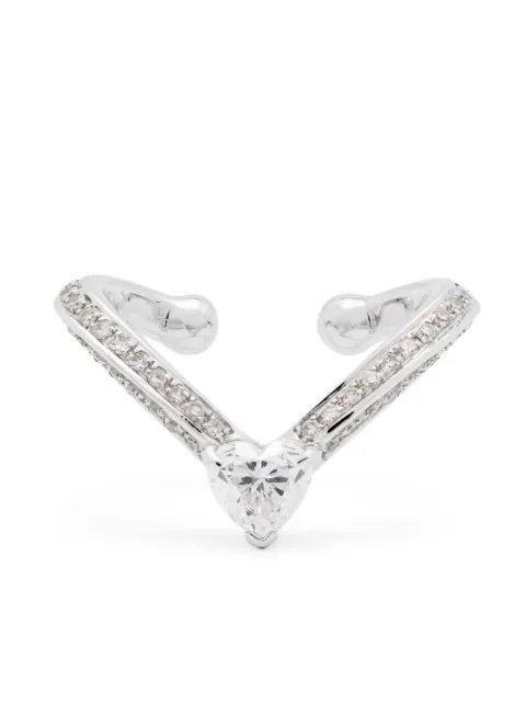 SHAY 18kt white gold Heart Chevron diamond ear cuff