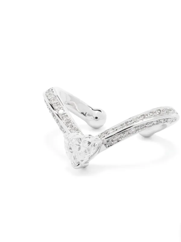 SHAY Heart Chevron ダイヤモンド イヤーカフ 18Kホワイトゴールド