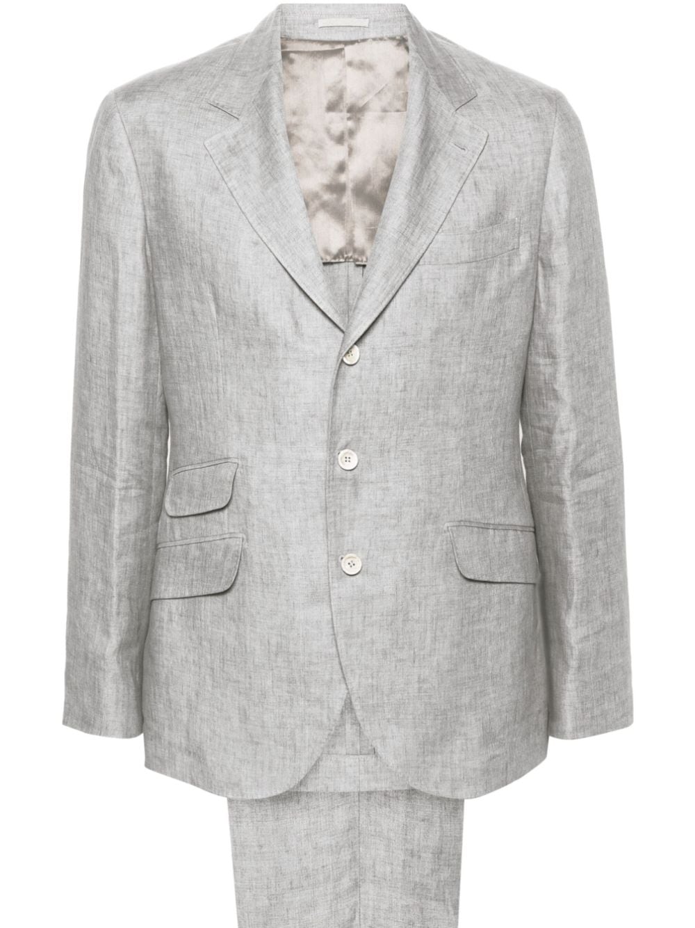 single-breasted linen suit