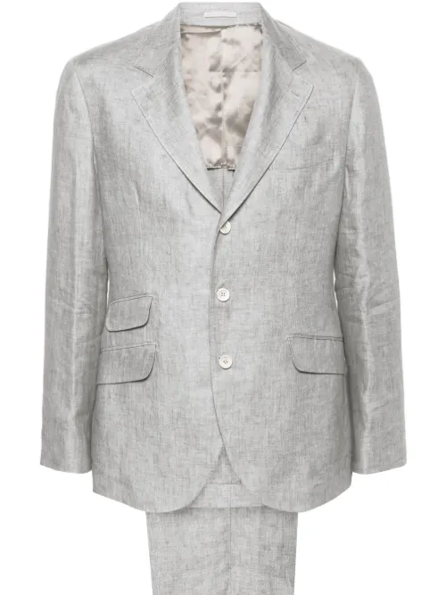Costume en lin à veste à simple boutonnage - Brunello Cucinelli - Modalova