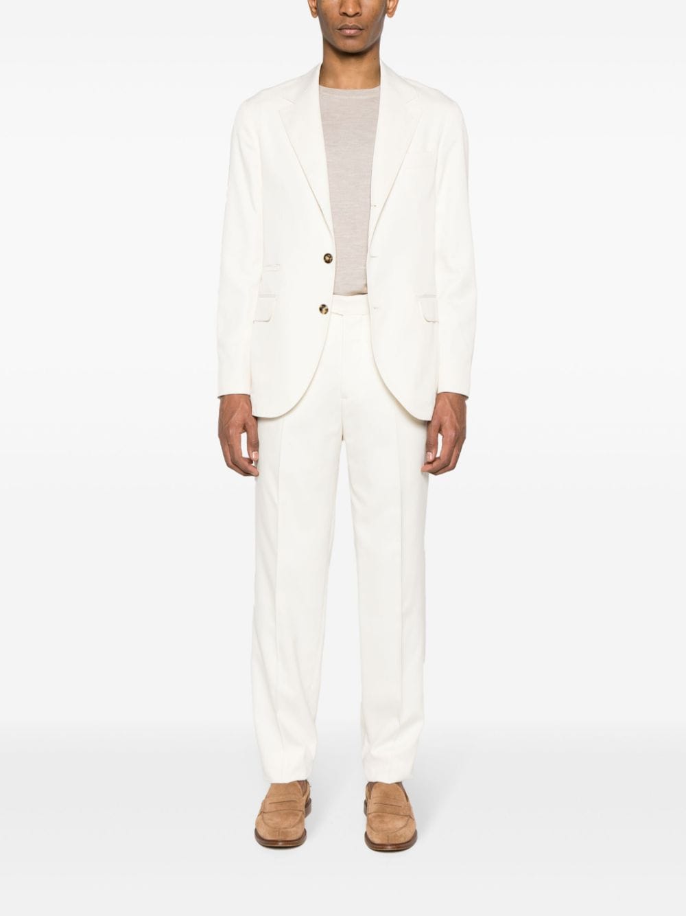Shop Brunello Cucinelli Single-breasted Silk Suit In White
