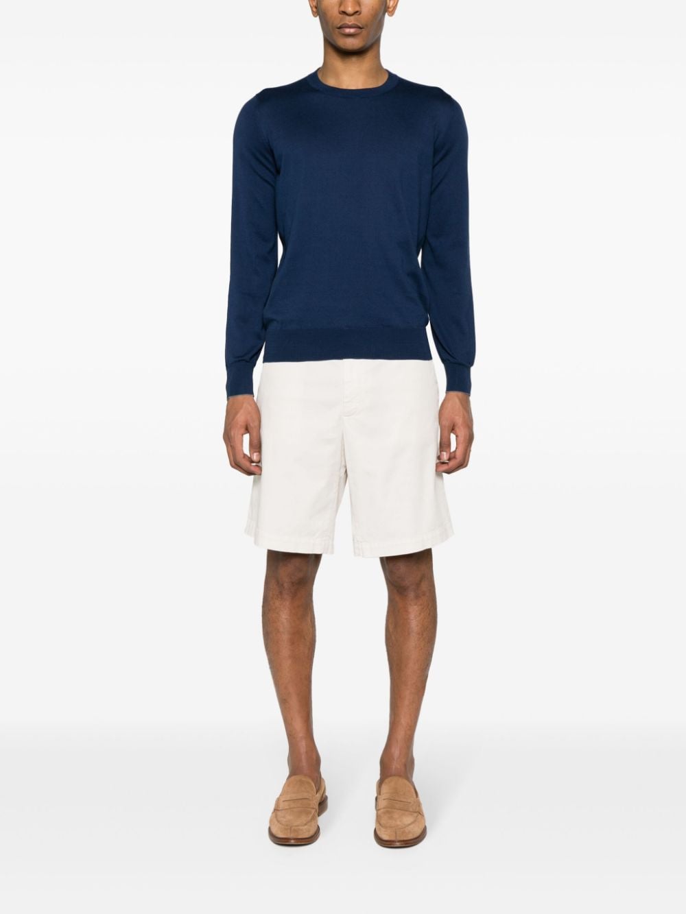 Shop Brunello Cucinelli Twill Cotton Bermuda Shorts In Neutrals