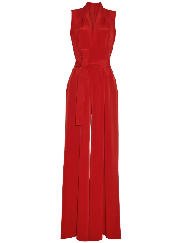 Adam Lippes Nansi Silk Jumpsuit in Red