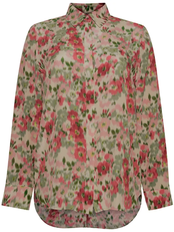 Adam Lippes Floral-print Silk Shirt in Neutrals