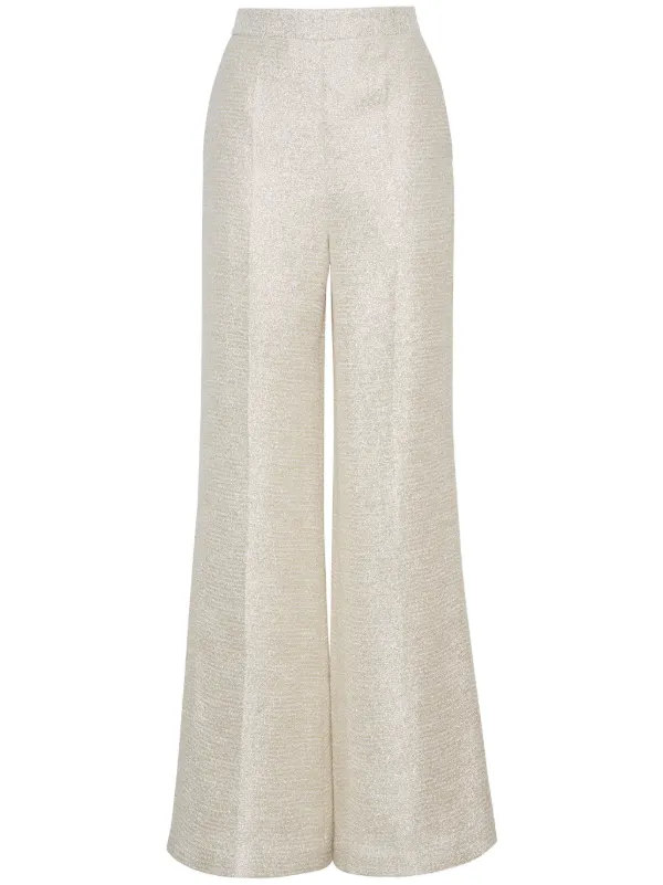 Adam Lippes Bettina Metallic Wide-leg Trousers in Neutrals
