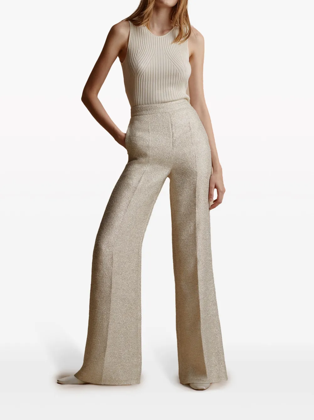 Adam Lippes Bettina metallic wide-leg trousers