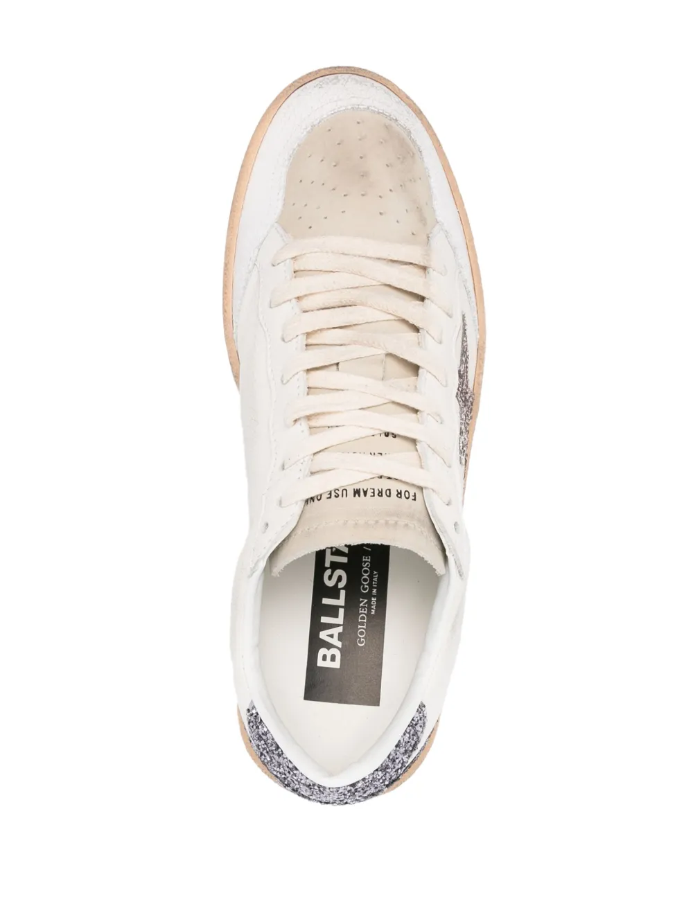 Shop Golden Goose Ball Star Glittered Leather Sneakers In White