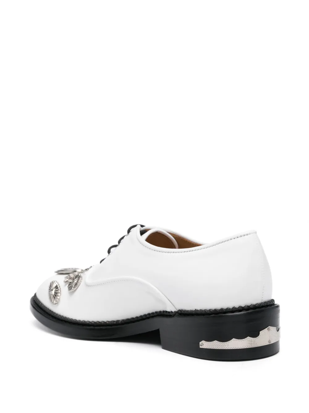 Shop Toga Embellished Oxford Shoes In White