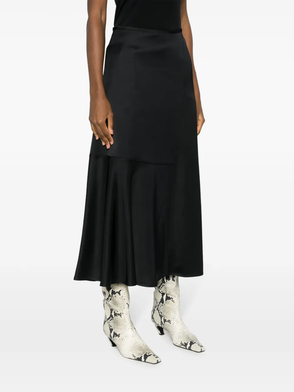 Shop Jil Sander High-waisted A-line Midi Skirt In Black