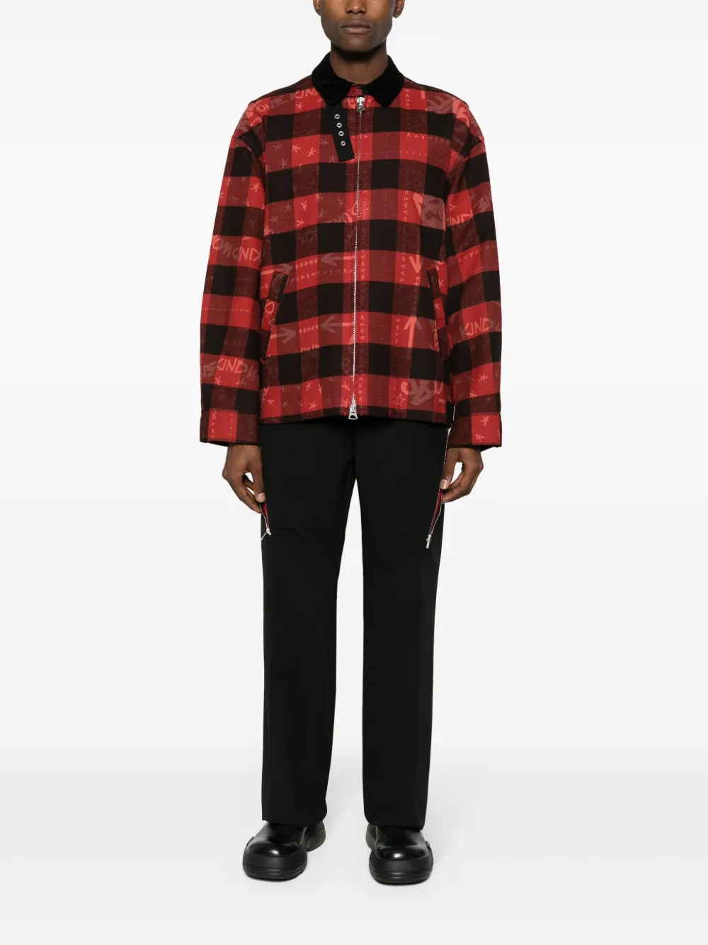 sacai x Eric Haze checked cotton jacket - Rood