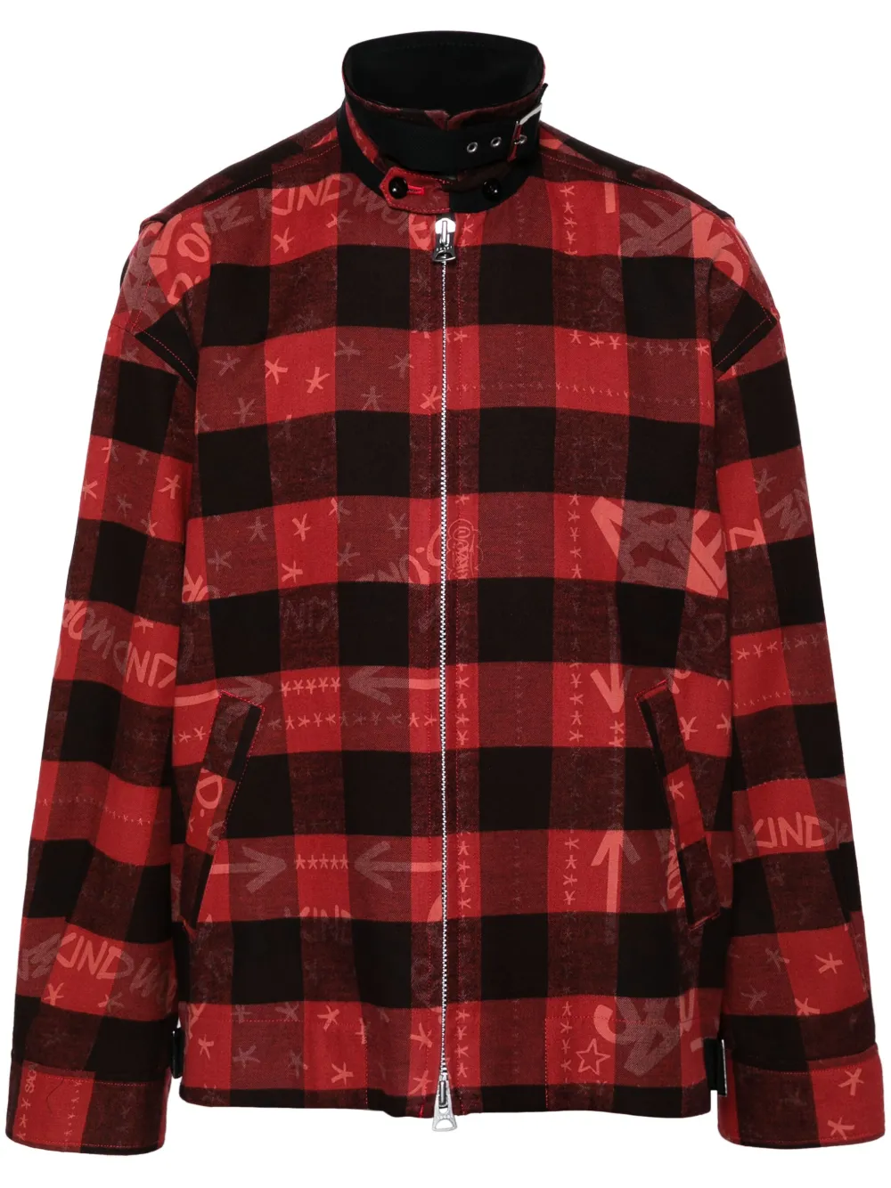 Sacai X Eric Haze Checked Cotton Blouson Jacket In Red