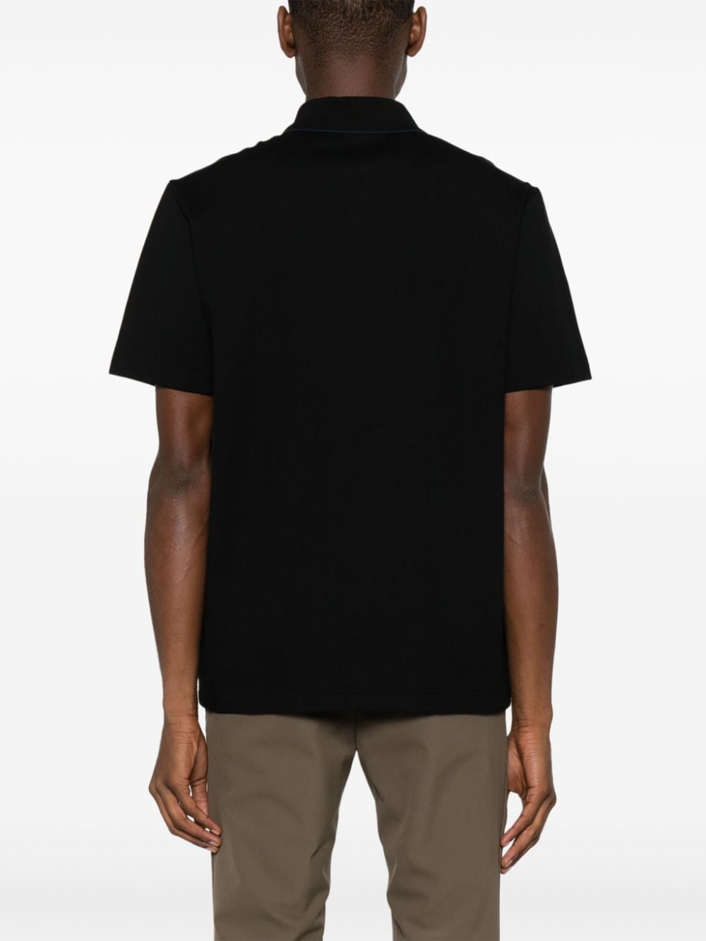 Shop Brioni Logo-embroidered Cotton Polo Shirt In Black