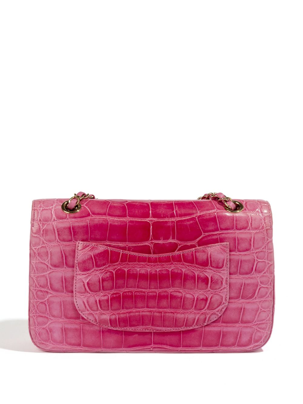 CHANEL Pre-Owned crocodile-embossed Double Flap shoulder bag - Roze
