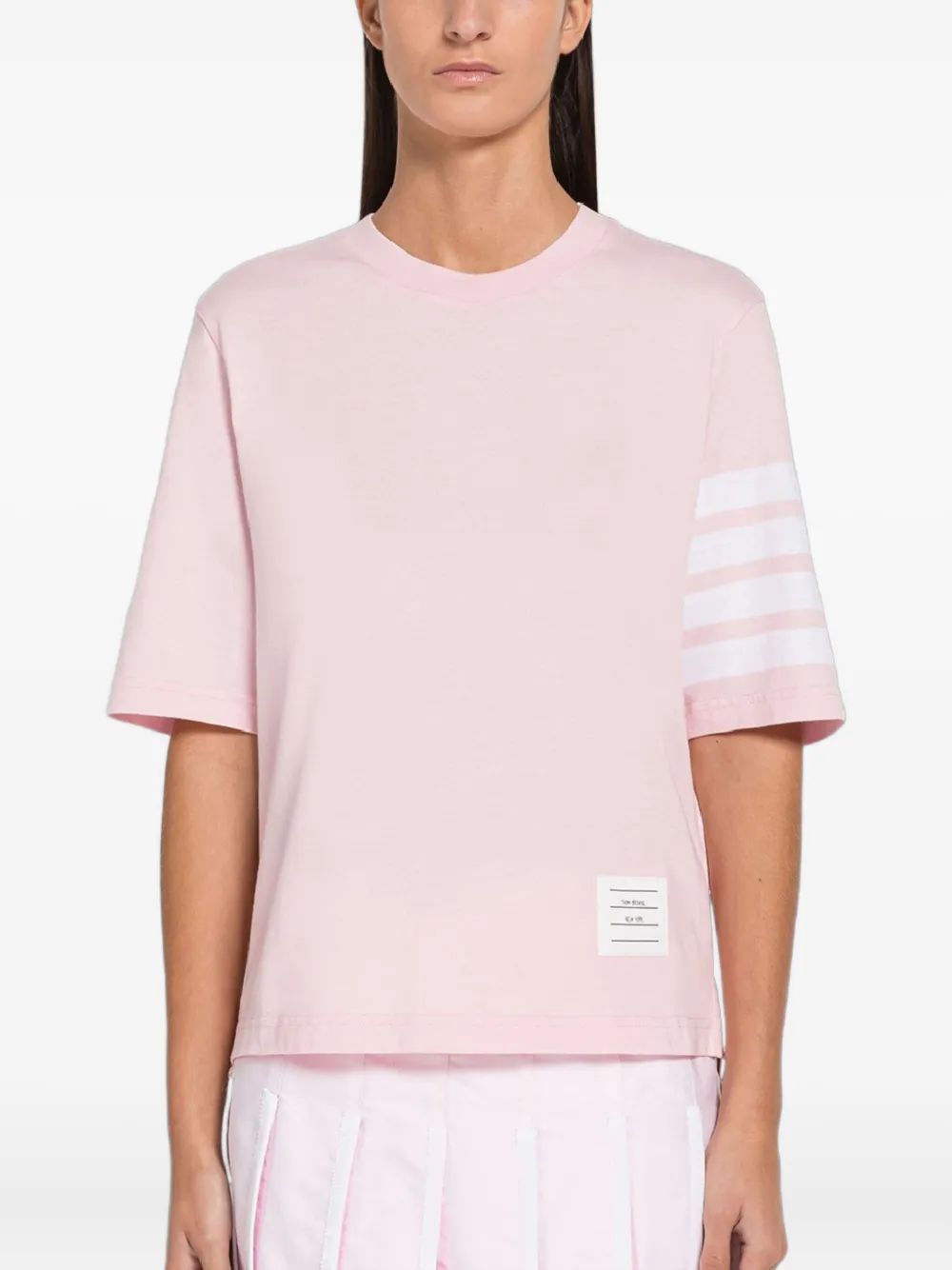 Thom Browne four-bar sleeve T-shirt | Pink | Image 1