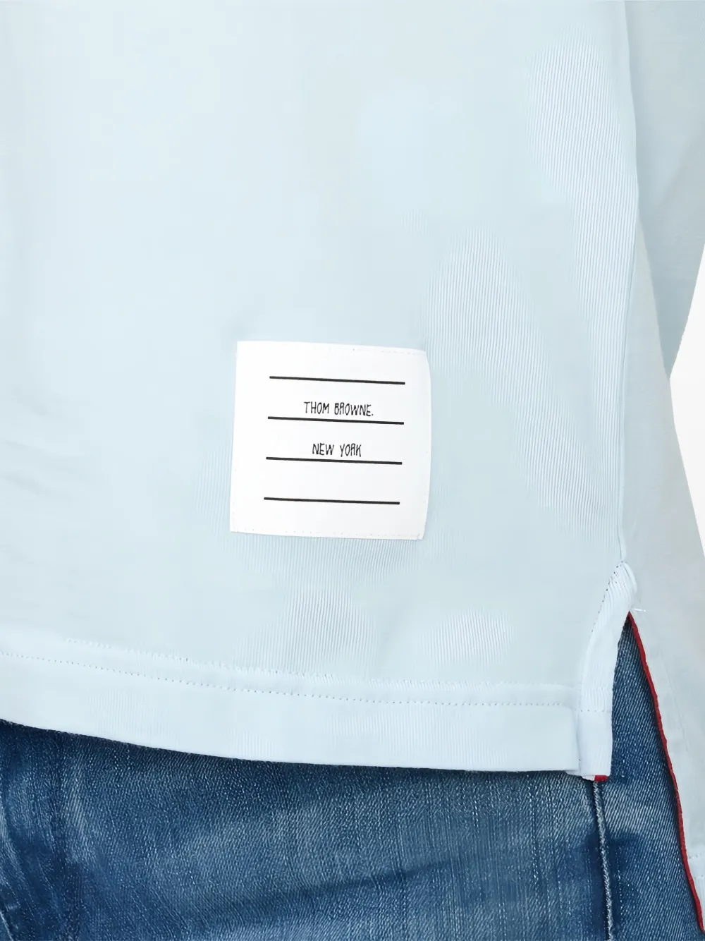 Thom Browne Trui met vier strepen en mouwen Blauw