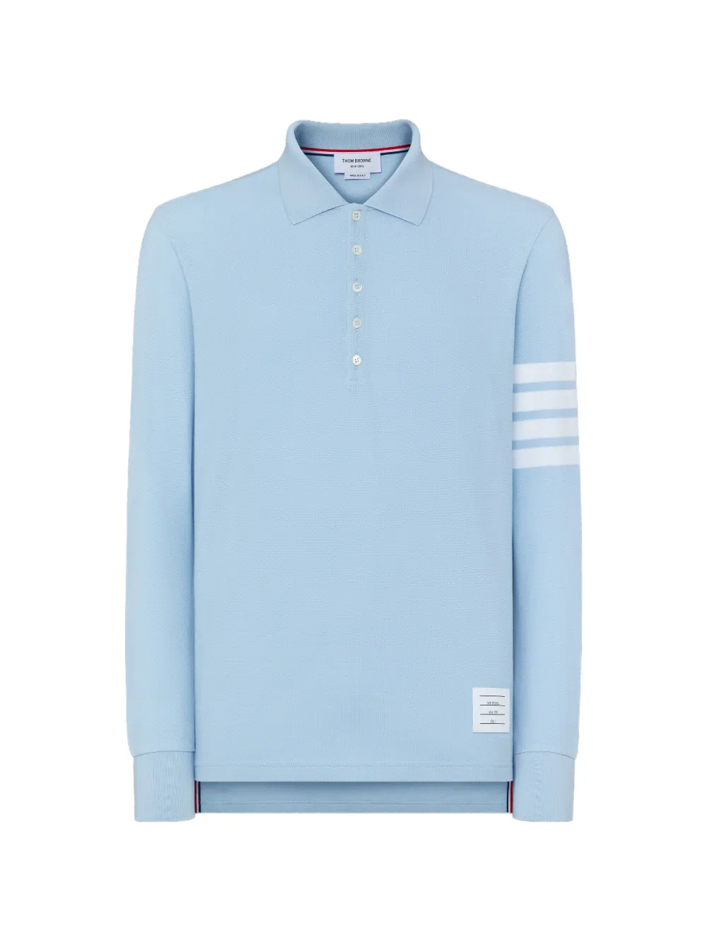 Thom Browne three-stripe long-sleeved polo shirt · 0