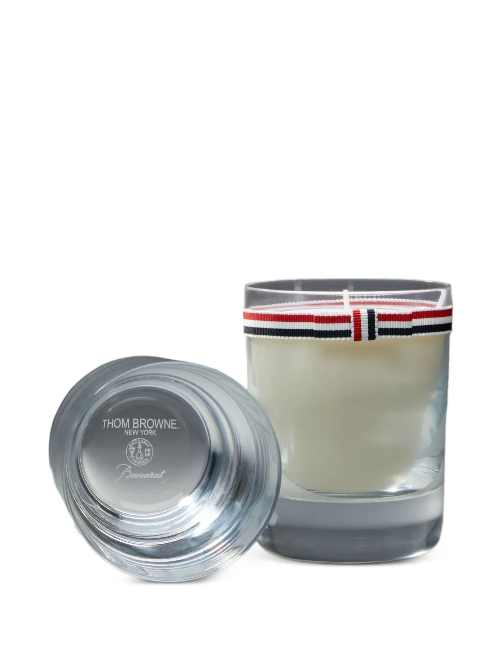 Thom Browne Glazen kaars verfraaid met lint (175 g) - Wit