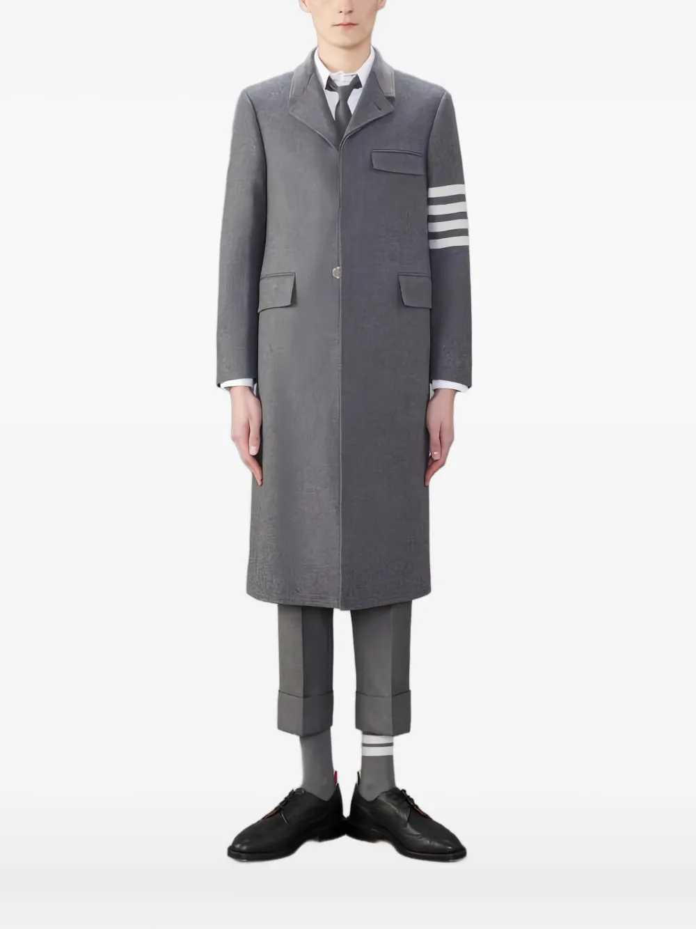 Thom Browne four-bar single-breasted coat | Grey | Image 1