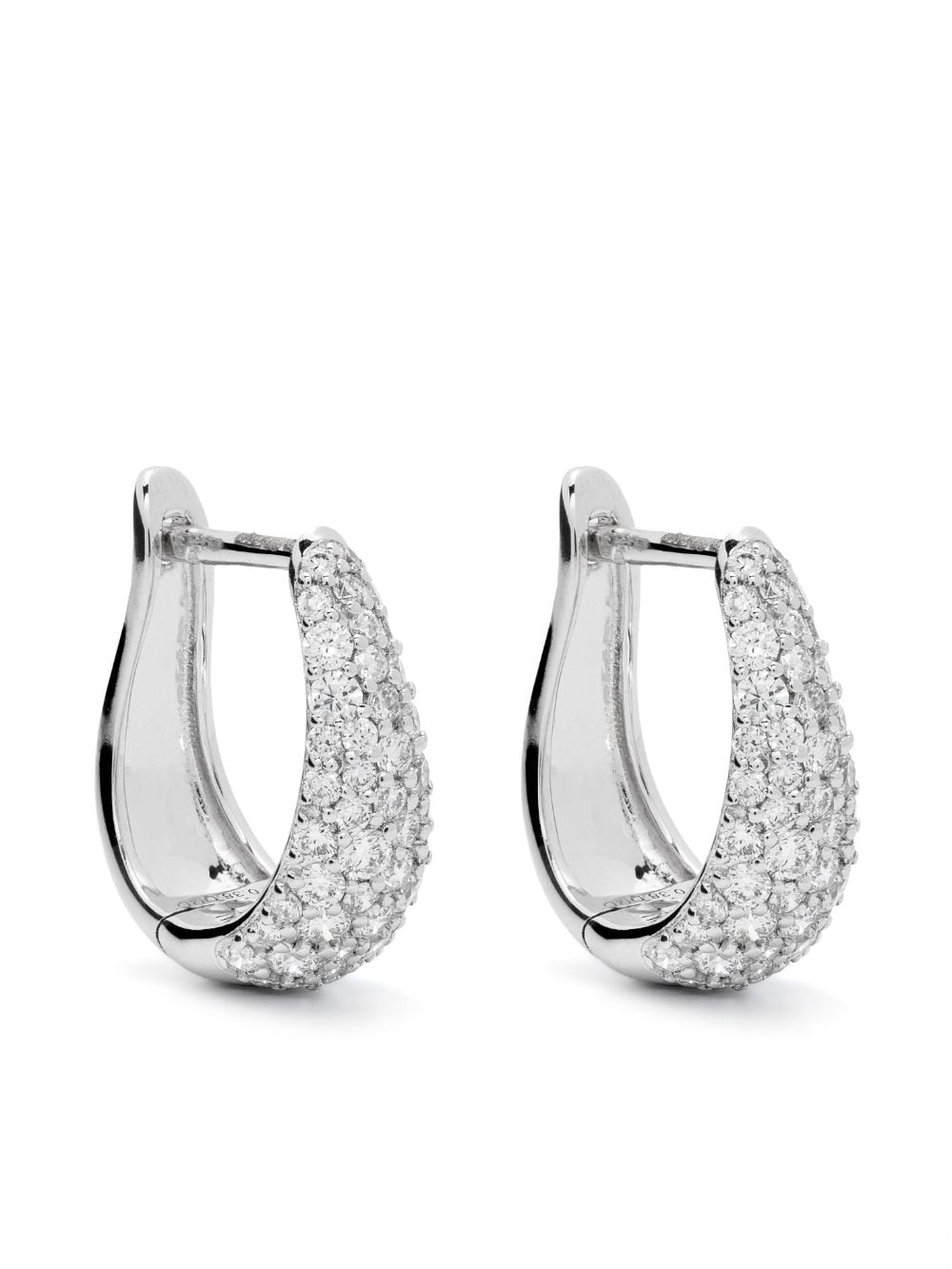 Shop Dana Rebecca Designs 14kt White Gold Large Drd Tapered Diamond Hoop Earrings In Silver