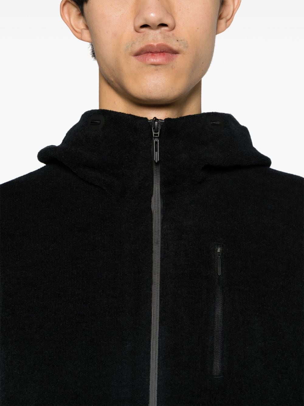 Shop Descente Fusion Knit Zip-up Hooded Jacket In Black