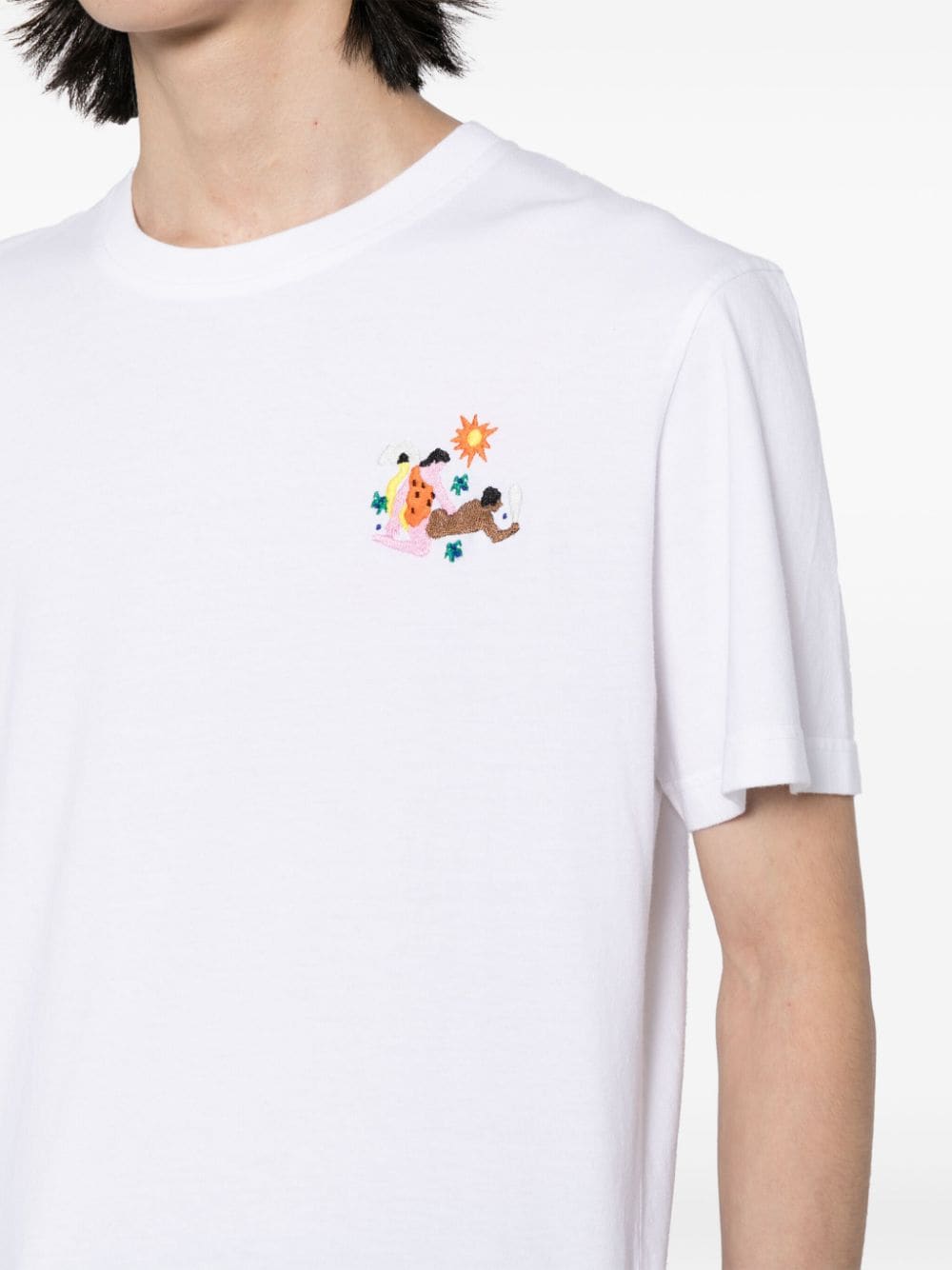 Shop Carne Bollente Embroidered-detail Crew-neck T-shirt In White