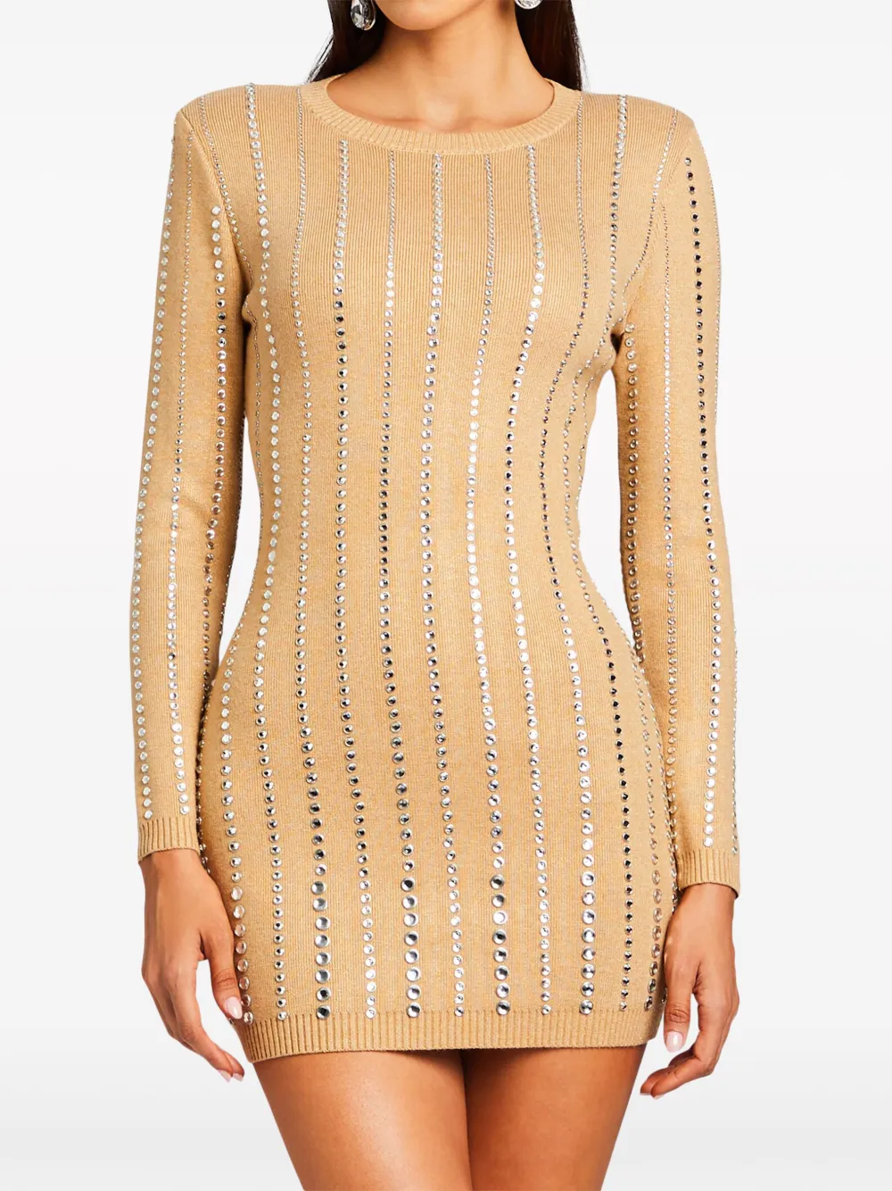 Shop Retroféte Virgina Rhinestone-embellished Minidress In Neutrals