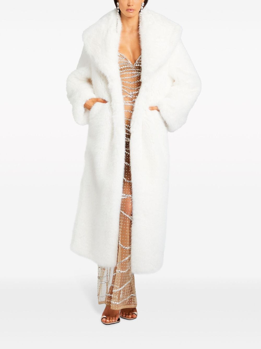Shop Retroféte Averie Faux-fur Hooded Coat In White