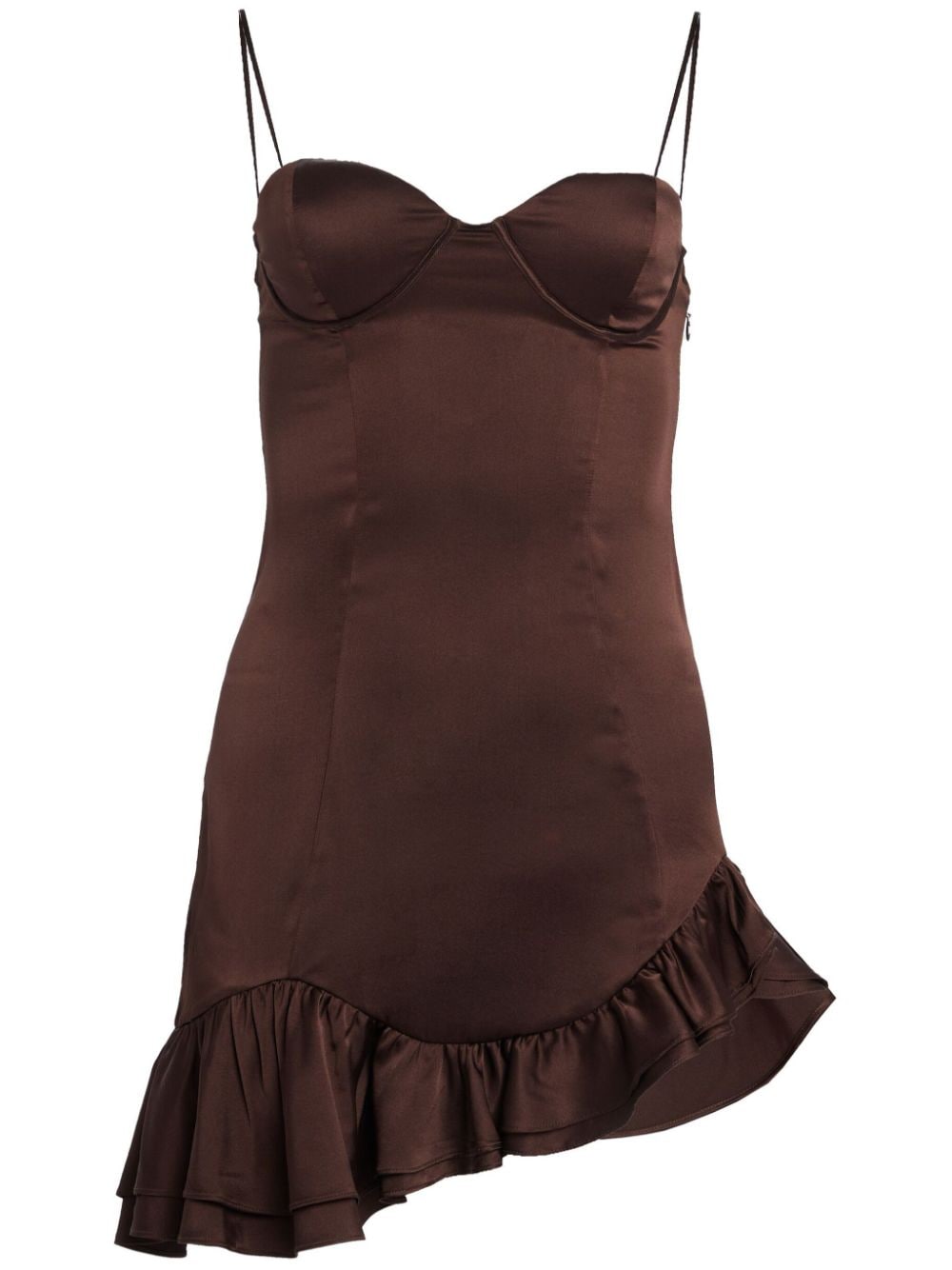 Shop Retroféte Silvana Ruffle-detailing Dress In Brown