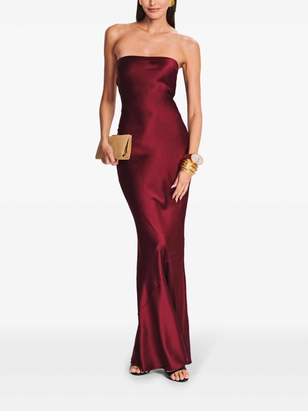 Retrofete Keaton silk strapless gown - Rood