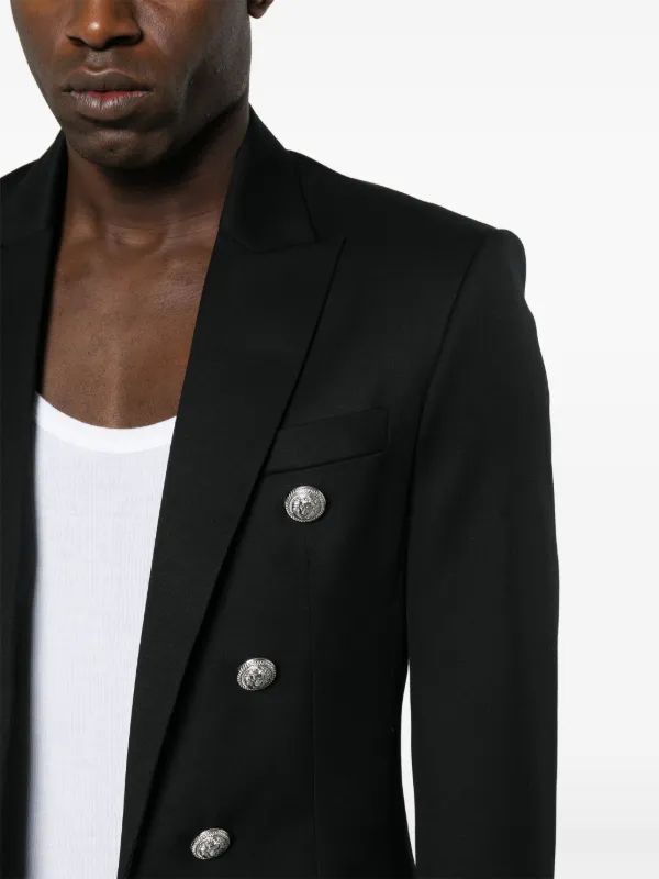 Balmain button-embellished Wool Blazer Black FARFETCH UK