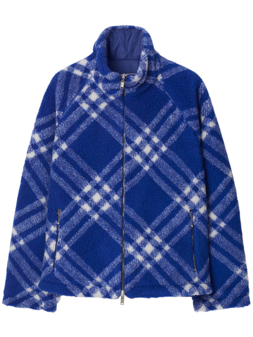 Shop Burberry Check-print Reversible Jacket In Blue