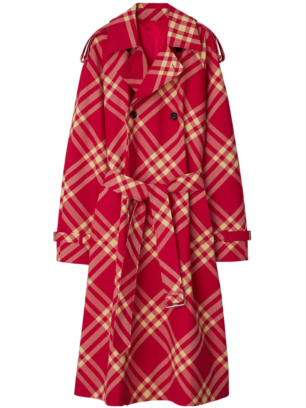 BURBERRY CHECK-PATTERN COTTON TRENCH COAT