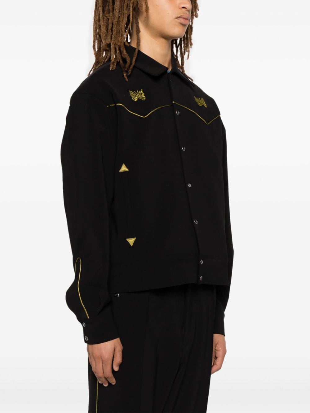 Shop Needles Cowboy Butterfly-embroidered Jacket In Black