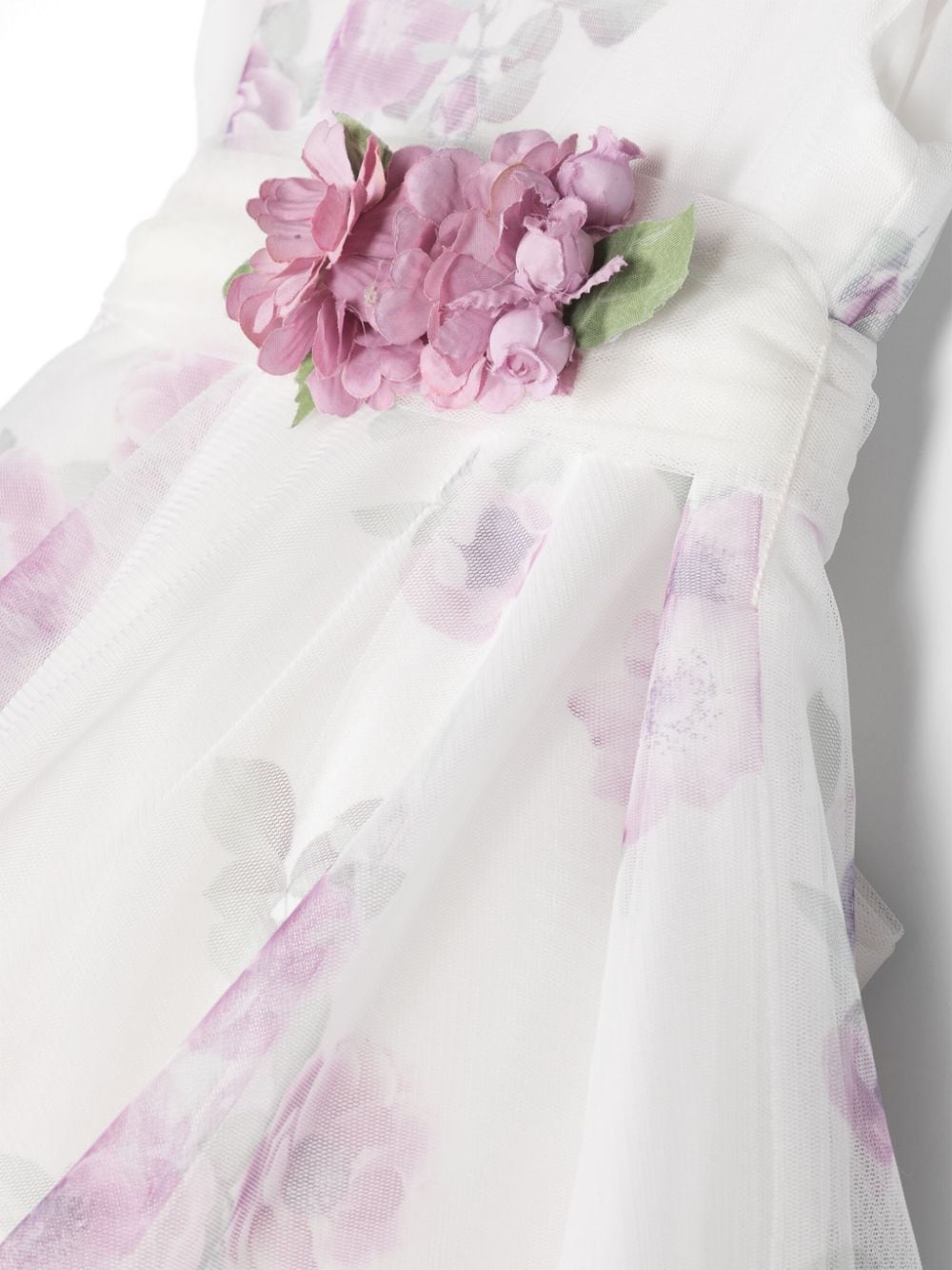 Shop Mimilù Floral-appliqué Full-skirt Dress In White
