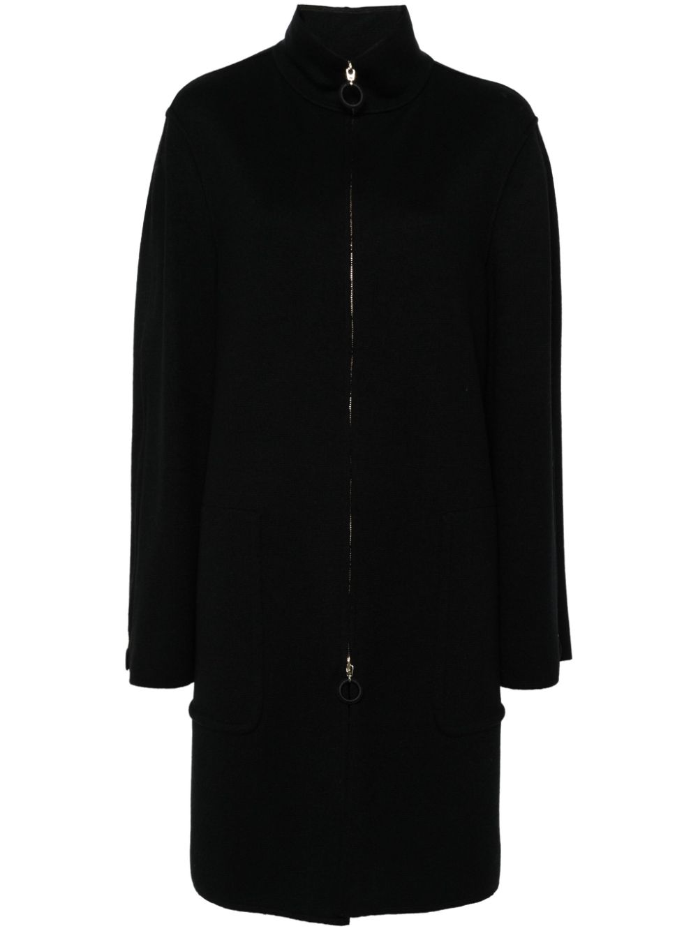Giorgio Armani Long-sleeve Cardi-coat In Black