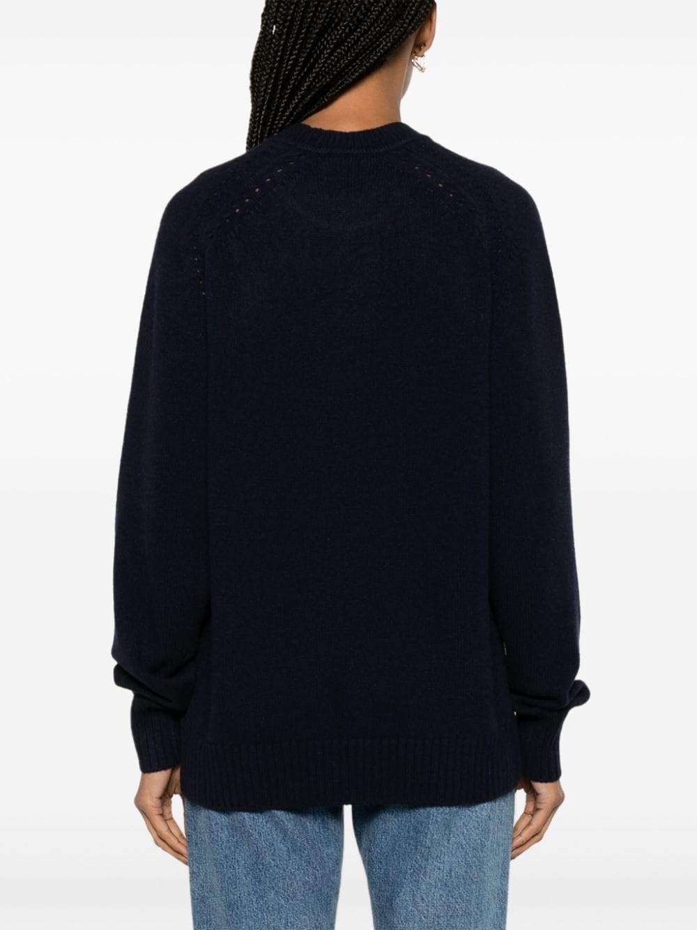 Shop Chloé Marcie-plaque Cashmere Blend Jumper In Blue