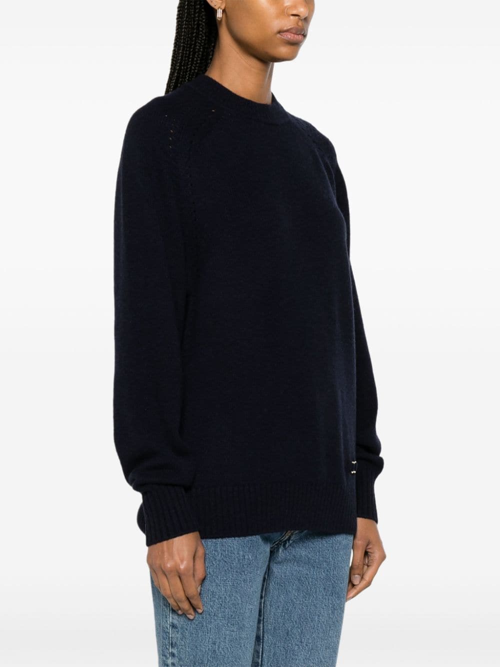 Shop Chloé Marcie-plaque Cashmere Blend Jumper In Blue